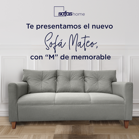 Sofá Mateo Chenille Gris Pata Madera 3C-1