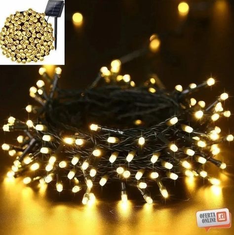 Luces 100 Led Guirnalda Solar Cálida 20 Metros Decoración-3