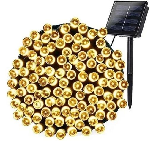 Luces 100 Led Guirnalda Solar Cálida 20 Metros Decoración-4