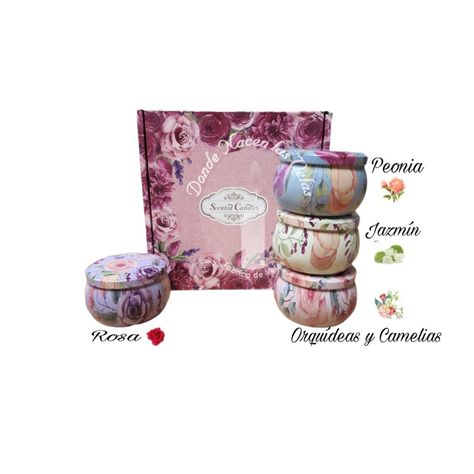 Velas Perfumadas Pack De 4 Con Flores Secas (m30)-1