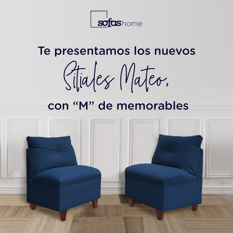 Par Butacas Mateo Chenille Azul Pata Madera 1C-1