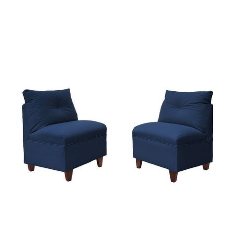 Par Butacas Mateo Chenille Azul Pata Madera 1C-0