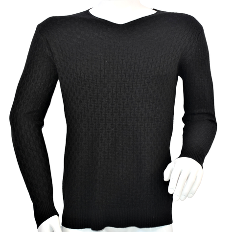  Sweater De Hombre Cuello V Negro-0