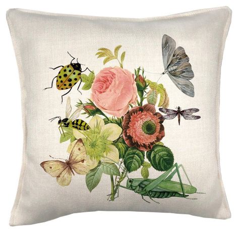 Cojín Vintage Insectos, 45x45-0