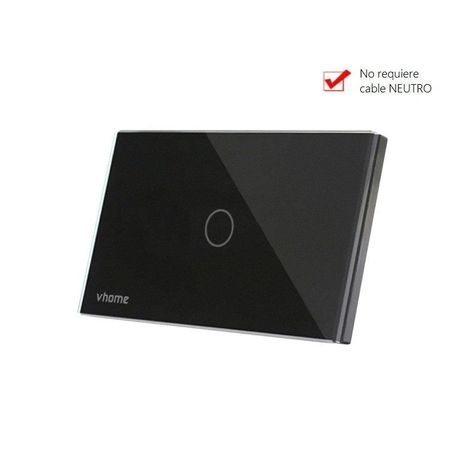 Interruptor Wifi RF Vhome Live SN Sin Neutro Black Touch 1 Canal Compatible Con Google Home y Alexa-1