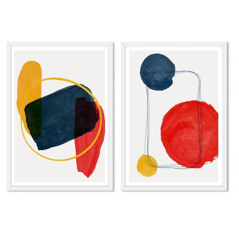Set doble de Cuadros Abstracto Color-0