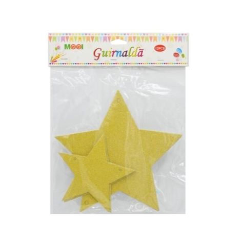 Guirnaldas - Estrellas Grandes Dorado Brillante 12pcs-0