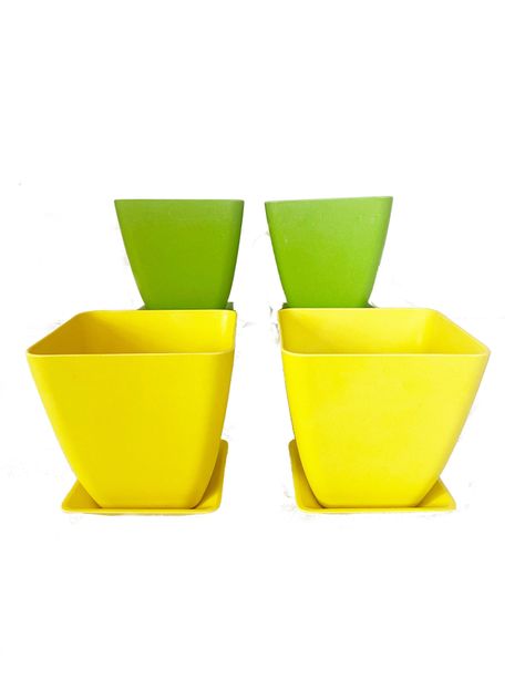 SET 4 MACETA BIO CUADRA C/PLATO 2VER2AMA13,3X12,4-0