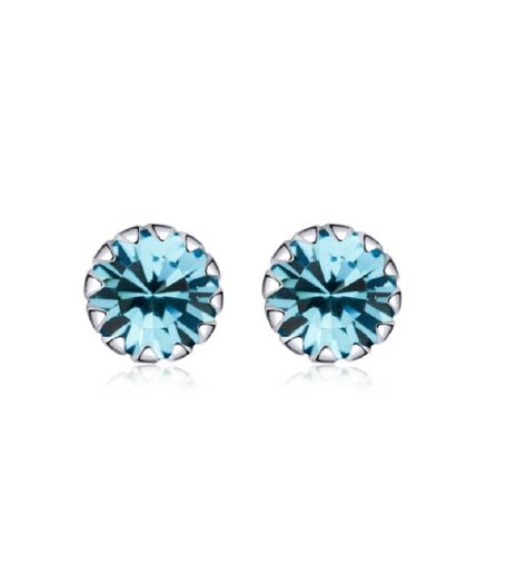 Pendiente azul claro puntos De luz 5mm Plata fina ley S925-0