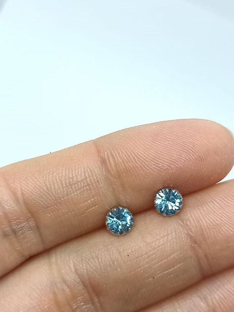 Pendiente azul claro puntos De luz 5mm Plata fina ley S925-3