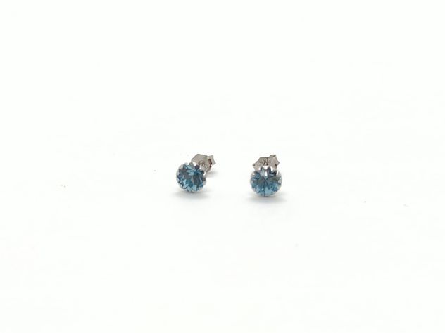 Pendiente azul claro puntos De luz 5mm Plata fina ley S925-1