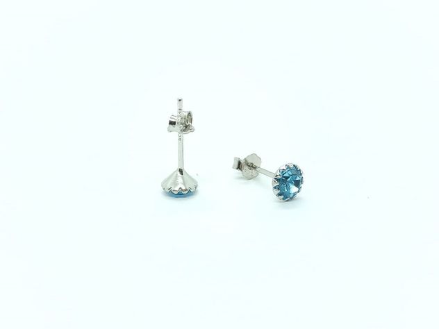 Pendiente azul claro puntos De luz 5mm Plata fina ley S925-2