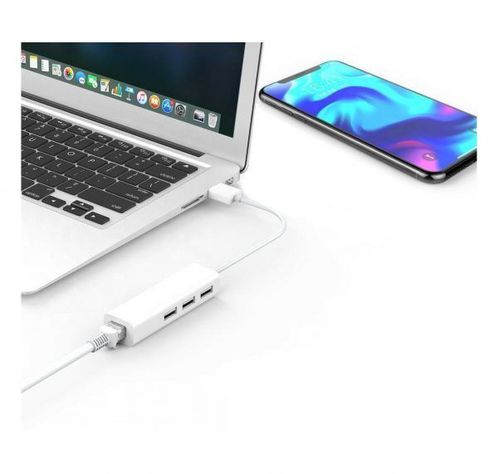 HUB Type-C A RJ45 + 3 Puertos USB2.0 Birlink-1