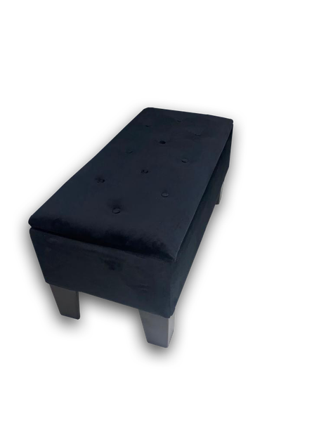 Banqueta Baul HVM Negra Felpa-1