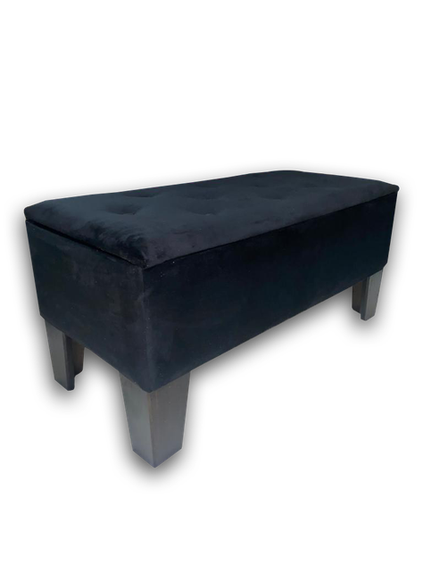 Banqueta Baul HVM Negra Felpa-0