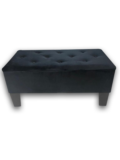 Banqueta Baul HVM Negra Felpa-3