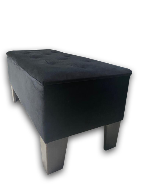 Banqueta Baul HVM Negra Felpa-2