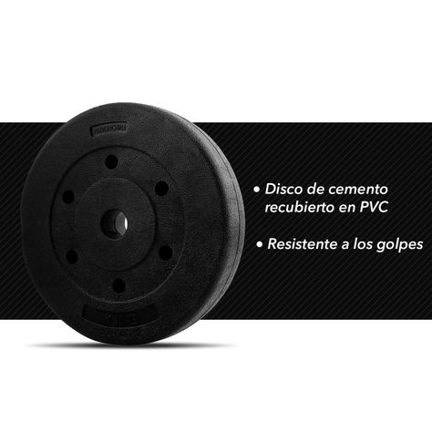Disco de Cemento 1 Kg para Barra PVC Negro-4