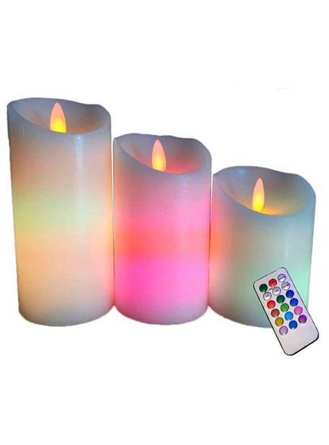 Set 3 velas led control remoto colores-0