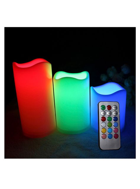 Set 3 velas led control remoto colores-2