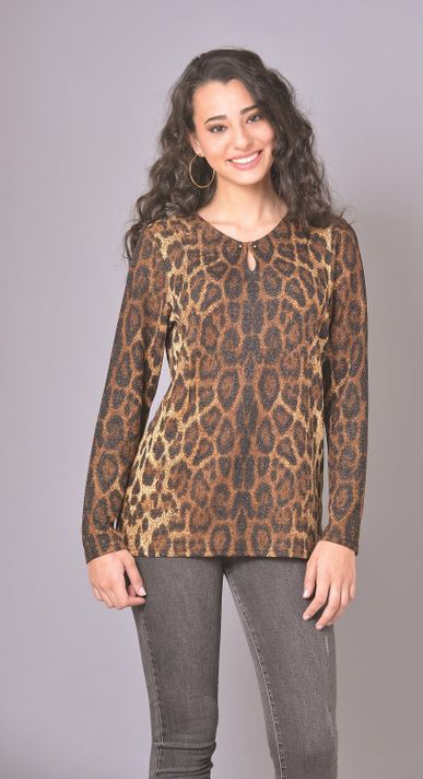 Polera animal lurex beige-1