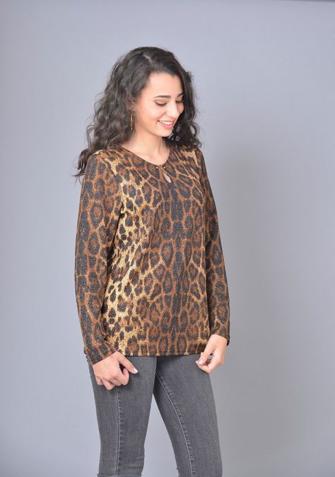 Polera animal lurex beige-0