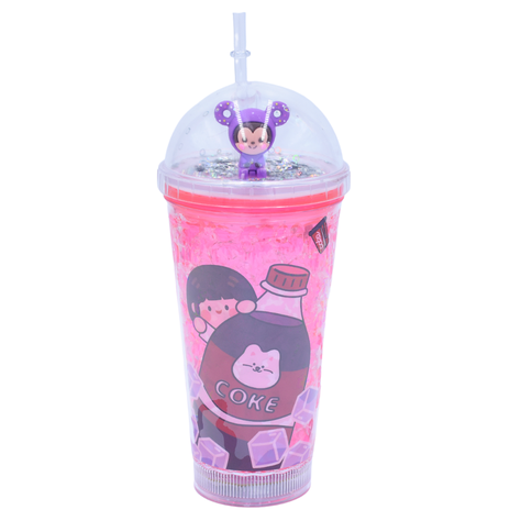 Vaso Monito Morado con Luz Multicolor Diseño Rosado Coke Kawaii-0