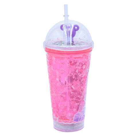 Vaso Monito Morado con Luz Multicolor Diseño Rosado Coke Kawaii-1