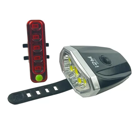Pack De Luz De Bicicleta Led Cob Y  Led Recargable Trasera-3