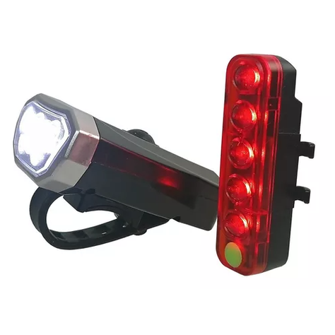 Pack De Luz De Bicicleta Led Cob Y  Led Recargable Trasera-2