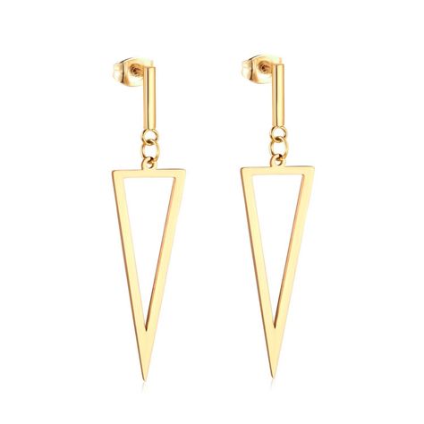 Aros Femeninos Geométricos Triangulares Elegantes-0