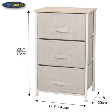Cajonera Velador Organizador 3 Cajones Metal Madera Tela-2