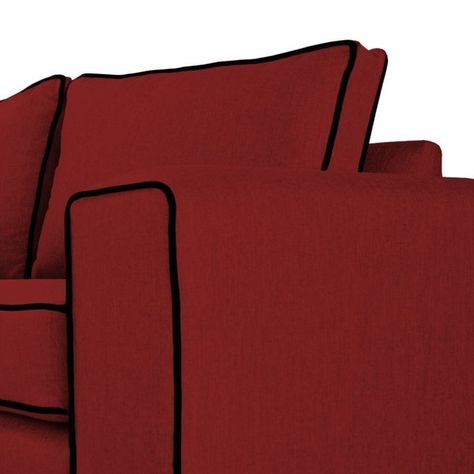 Sofá Gabro Chenille Tipo Lino Roja 3 Cuerpos-3
