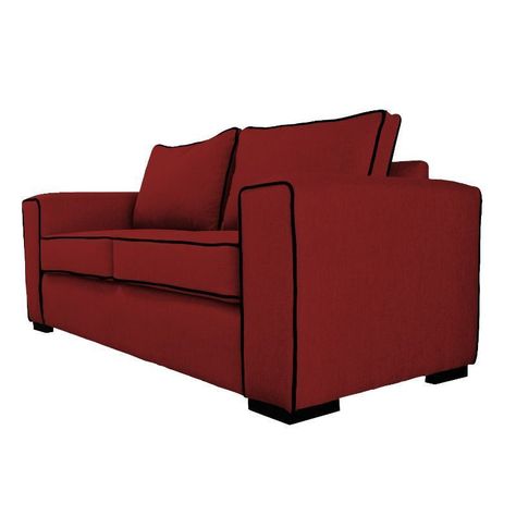 Sofá Gabro Chenille Tipo Lino Roja 3 Cuerpos-2