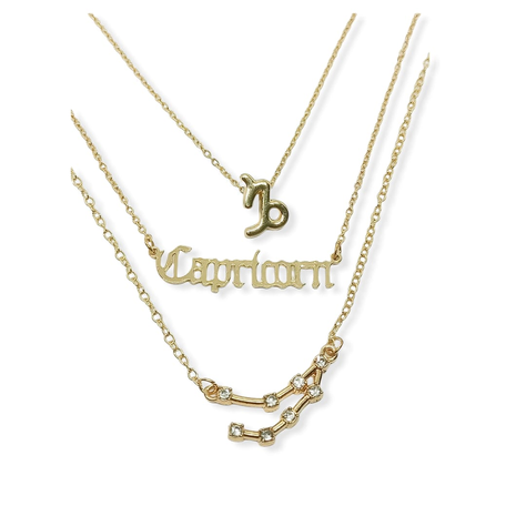 Collar Multicapa 3 En 1 Colgantes Zodiaco Capricornio Constelaciones baño de oro-0
