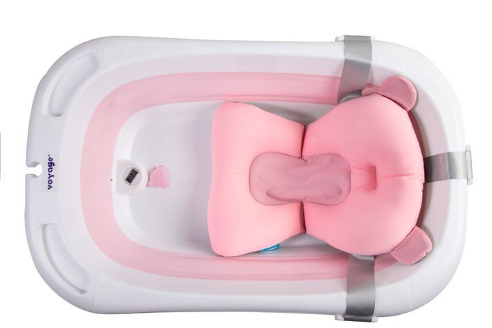 Bañera Plegable Para Bebe Con Cojin Antideslizante  y  termometro pink-1