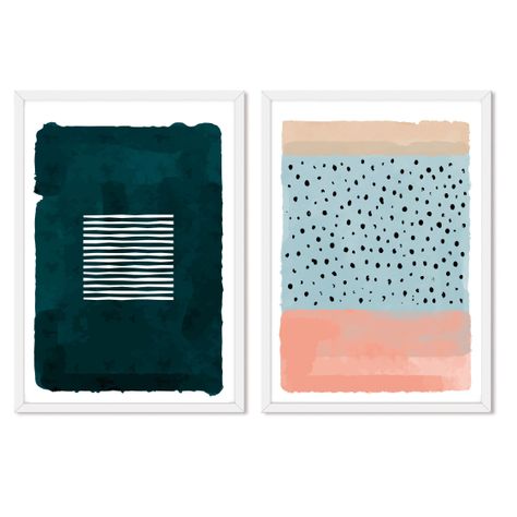 Set doble de Cuadros Abstracto Petroleo Lluvia-0