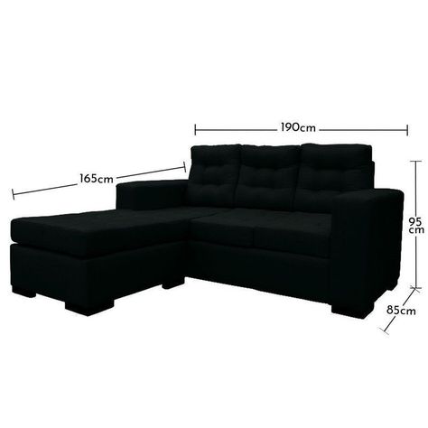 Seccional Antu Chenille Tipo Lino Negro 3 Cuerpos-3