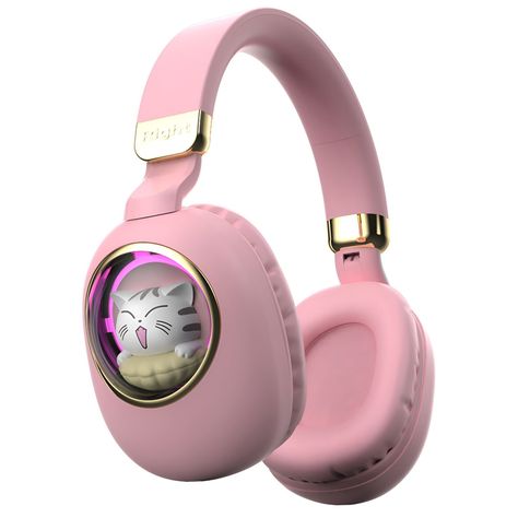 Audífono Bluetooth Diseño Kwai Cat Rosado-0