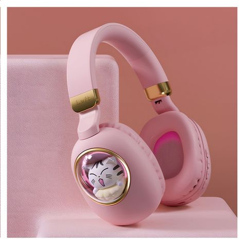 Audífono Bluetooth Diseño Kwai Cat Rosado-1