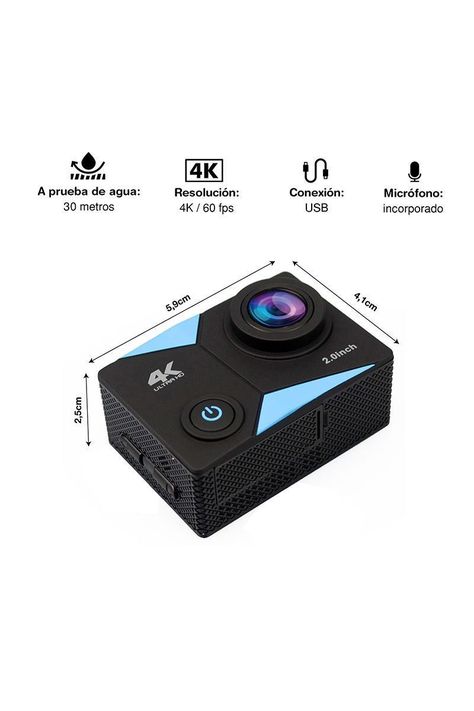 Cámara Deportiva 4K con WiFi AC-166 Negro-1