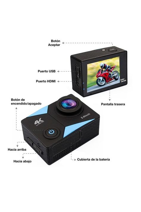 Cámara Deportiva 4K con WiFi AC-166 Negro-3