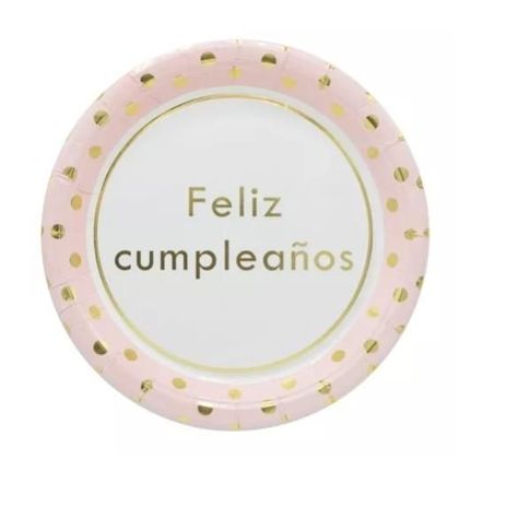 Platos - Rosa Cumpleaños - Grande 9" 6pcs-0