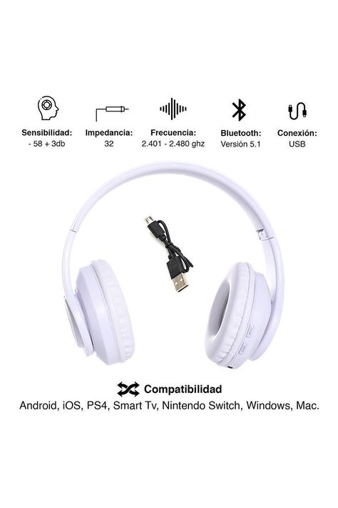 Audífonos Headphones BT B39 Blanco-2