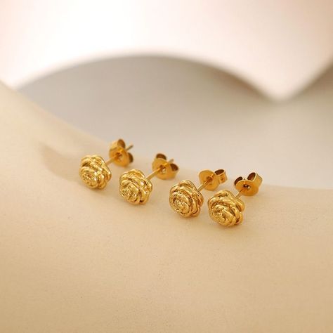 Aros Baño Oro Amarillo 18k Pegados Rosa-1