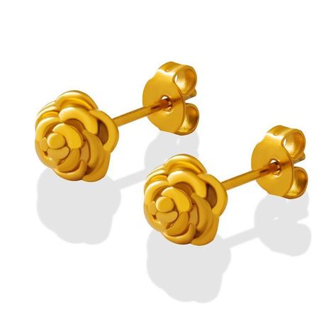 Aros Baño Oro Amarillo 18k Pegados Rosa-0