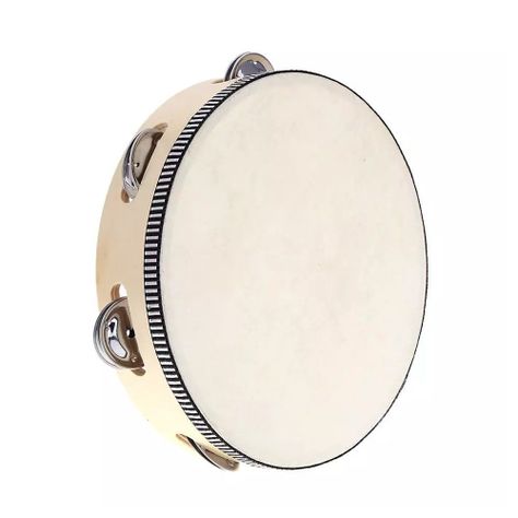 Pandero Madera Con Parche 8” Sonajas Metal-0