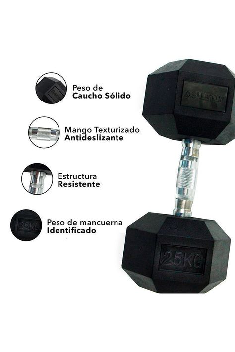 Mancuerna Hexagonal 25 Kg Negro-2