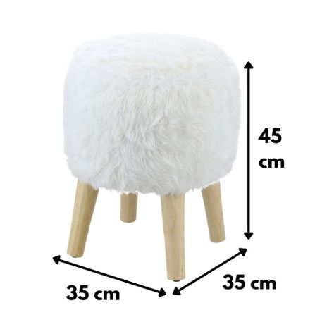 Pouf Bird Blanco Piel Sintética 35x35x45 cm Máxima Design-4