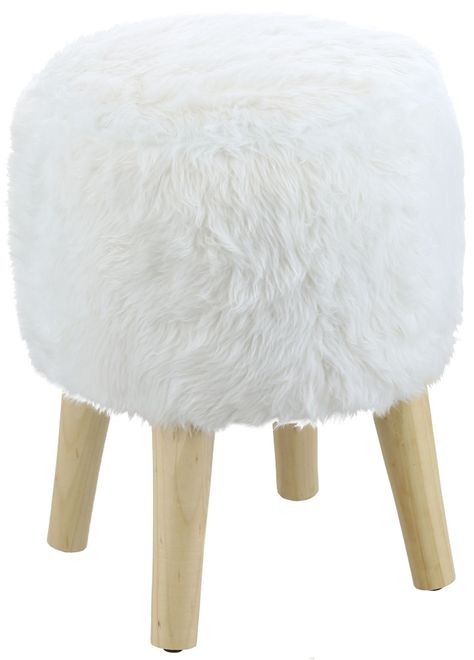Pouf Bird Blanco Piel Sintética 35x35x45 cm Máxima Design-1